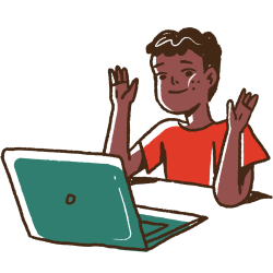 Student learning online using laptop